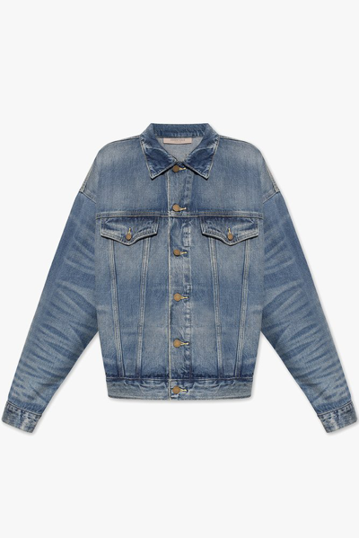 Shop Essentials Fear Of God  Buttoned Denim Jacket In Blue