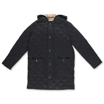 Shop Burberry Kids Quilted Hooded Jacket In Black