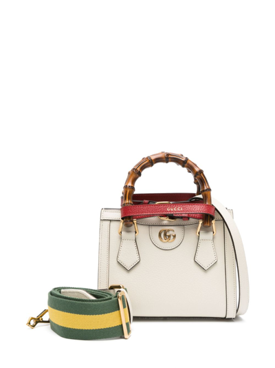 Shop Gucci Diana Mini Leather Shopping Bag In White