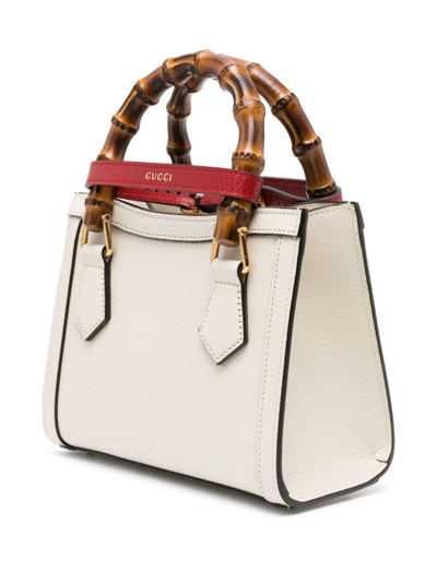 Shop Gucci Diana Mini Leather Shopping Bag In White