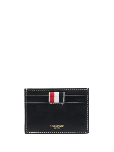 Shop Thom Browne Leather Single Credit Card Case In Blue