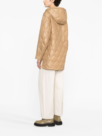 Shop Ganni Quilted Recycled Nylon Jacket In Beige