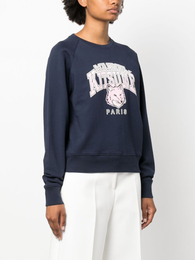 Maison Kitsuné Campus Fox Adjusted Sweatshirt In Blue | ModeSens