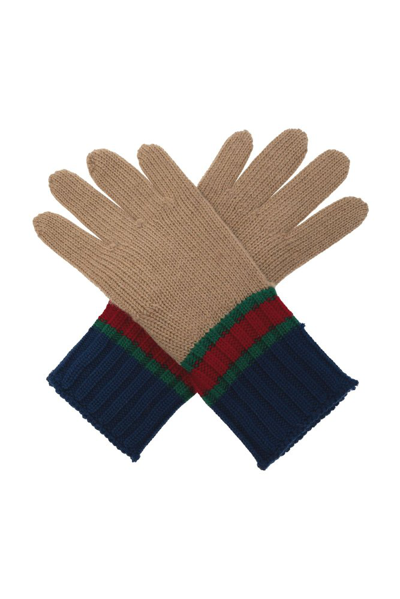 Shop Gucci Kids Stripe Detailed Gloves In Multi