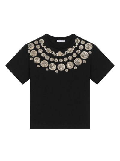 Dolce & Gabbana Coin-print Cotton T-shirt In Black