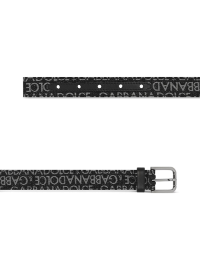 Dolce & Gabbana Logo-print Leather Belt In Black
