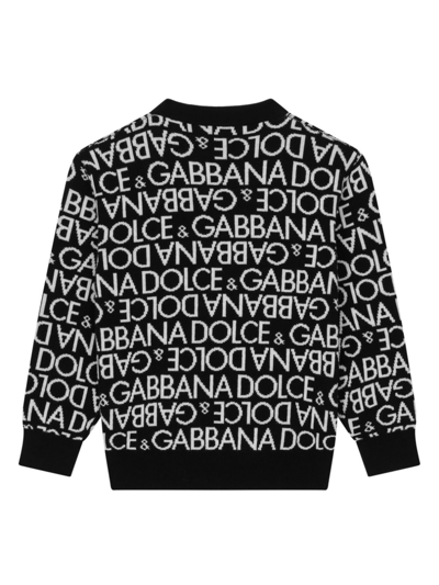 Shop Dolce & Gabbana Jacquard-logo Virgin-wool Knit Sweater In Black