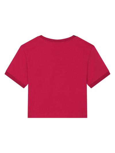 Dolce & Gabbana Rhinestone-logo Cotton T-shirt In Red