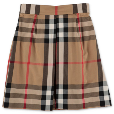 Shop Burberry Kids Vintage Checked High Waist Skirt In Multi