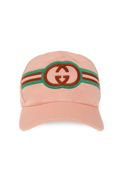 Shop Gucci Kids Logo Embroidered Baseball Cap In Pink