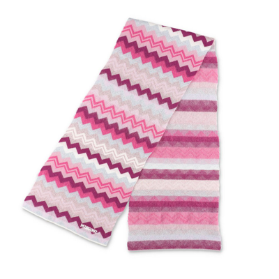 Shop Missoni Kids Zigzag Logo Embroidered Knitted Scarf In Multi