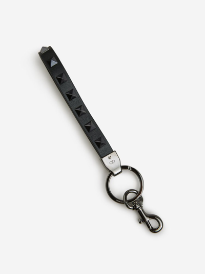Shop Valentino Garavani Rockstud Logo Detailed Keychain In Black