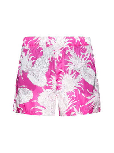 Shop Valentino Pineapple Print Swim Shorts In Pink