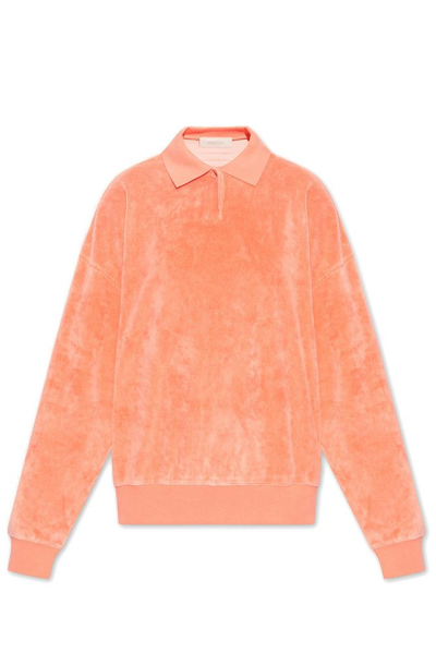 Shop Essentials Fear Of God  Velour Sweatshirt In Orange