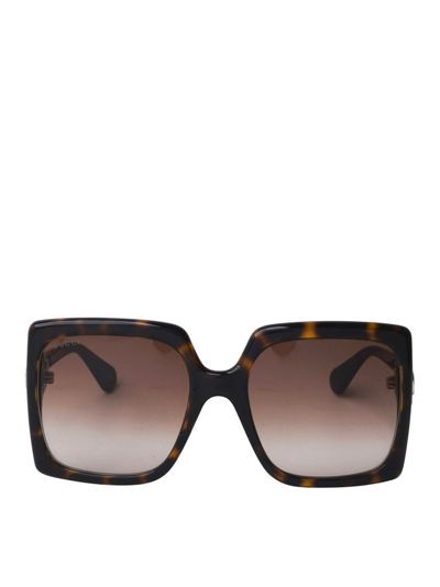 Shop Gucci Eyewear Square Frame Sunglasses In Brown