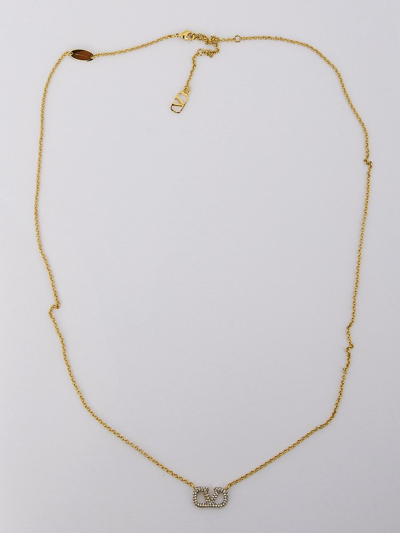 Shop Valentino Vlogo Signature Charm Necklace In Gold