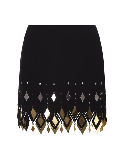 Shop Paco Rabanne Mini Skirt With Diamond Shaped Appliqués In Black