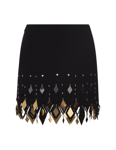 Shop Paco Rabanne Mini Skirt With Diamond Shaped Appliqués In Black