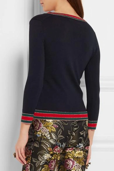 Shop Gucci Stripe-trimmed Wool Sweater