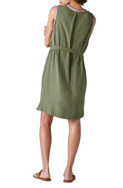 Shop Lucky Brand Embroidered Trim Cotton Dress In Four Leaf Clover