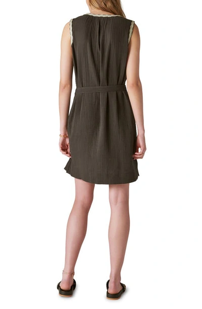 Shop Lucky Brand Embroidered Trim Cotton Dress In Raven