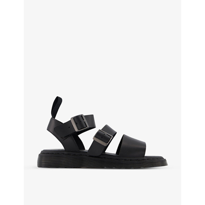 Shop Dr. Martens' Gryphon Double-buckled Leather Sandals In Black Brando Leather