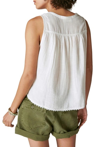 Shop Lucky Brand Embroidered Yoke Cotton Tank In Cream