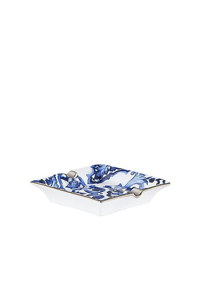 Dolce & Gabbana Casa Mediterraneo Square Ashtray In Blue & White