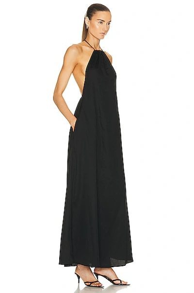 Leset Celia Cotton Halter Maxi Dress In Black