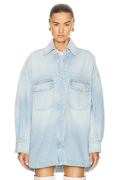 Shop Attico Short Coat In Sky Blue