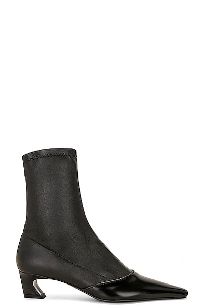 Acne Studios Patent-trimmed Faux Leather Ankle Boots In Black