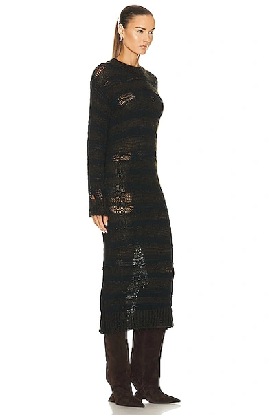 Shop Acne Studios Long Sleeve Dress In Warm Charcoal Grey & Black
