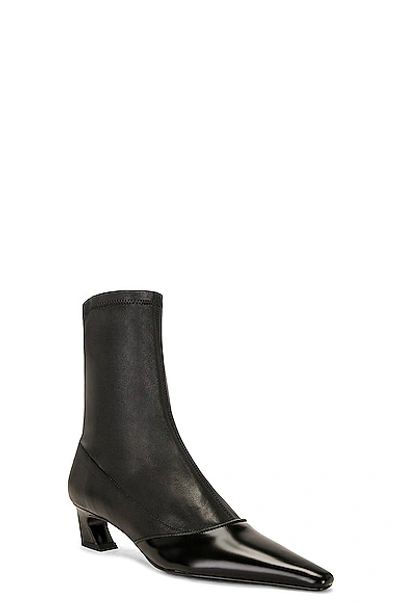 Acne Studios Patent-trimmed Faux Leather Ankle Boots In Black