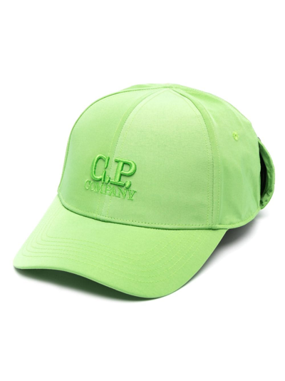 Shop C.p. Company Logo-embroidered Curved-peak Cap In Green