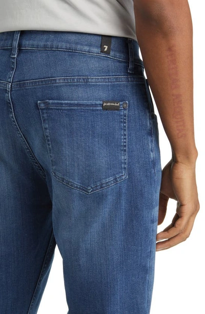 Shop 7 For All Mankind Slimmy Luxe Performance Plus Slim Fit Tapered Jeans In Mid Blue