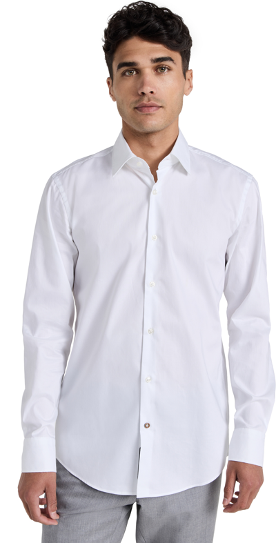 Shop Hugo Boss Slim Fit Easy Iron Cotton Poplin Shirt White 16.5