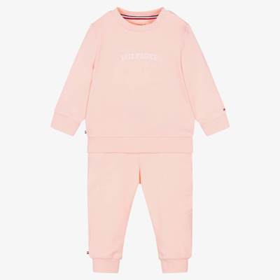 Shop Tommy Hilfiger Girls Pink Organic Cotton Baby Tracksuit