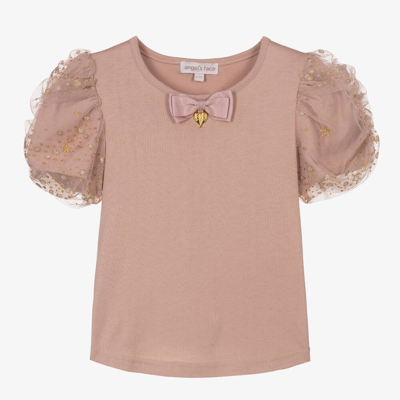 Shop Angel's Face Girls Pink Tulle Sleeve T-shirt