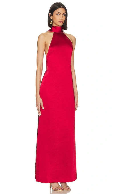 Shop Lpa Raveena Halter Scarf Maxi Dress In Red