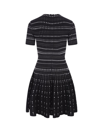 Shop Alexander Mcqueen And White Knitted Mini Dress In Black