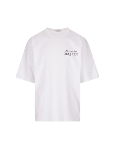 Shop Alexander Mcqueen Oversize Logo T-shirt In In White