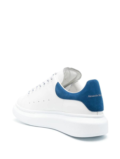 Shop Alexander Mcqueen Oversized Sneakers With Avio Blue Suede Spoiler In White