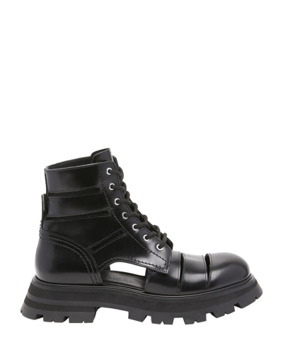 Shop Alexander Mcqueen Wander Ankle Boots With Laces In Black