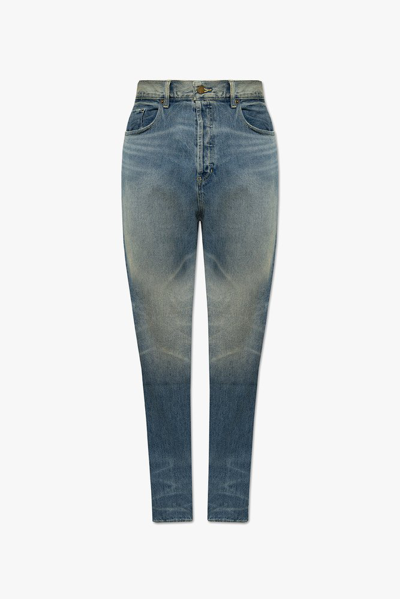 Shop Essentials Fear Of God  Logo Patch Jeans In Blue