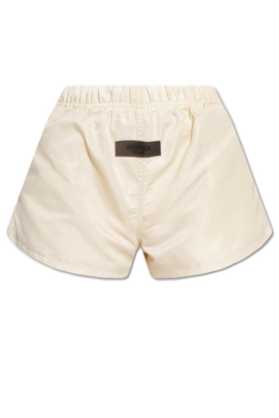 Shop Essentials Fear Of God  Logo Patch Shorts In Beige