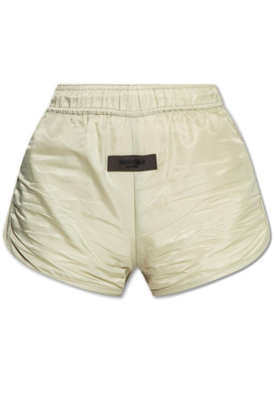 Shop Essentials Fear Of God  Logo Patch Shorts In Green