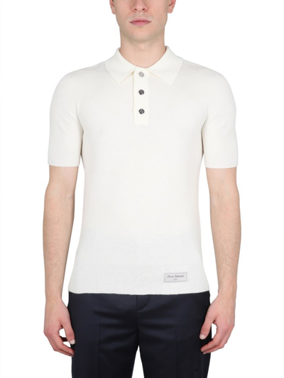 Shop Balmain Pb Straight Hem Polo Shirt In White