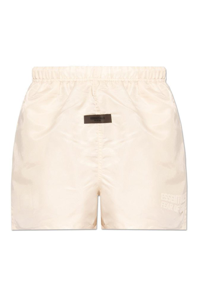 Shop Essentials Fear Of God  Logo Patch Shorts In Beige