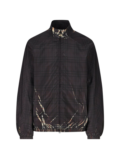 Shop Burberry Sliced Checked Zip In Black
