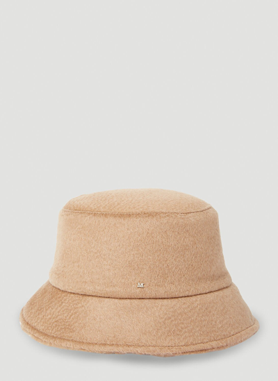 Shop Max Mara Fiducia Teddy Lined Bucket Hat In Camel
